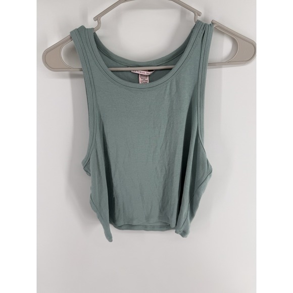 Victoria's Secret Tops - Victoria's Secret XL Crop Ribbed Modal  Sleep/Lounge Tank Top Green Teal